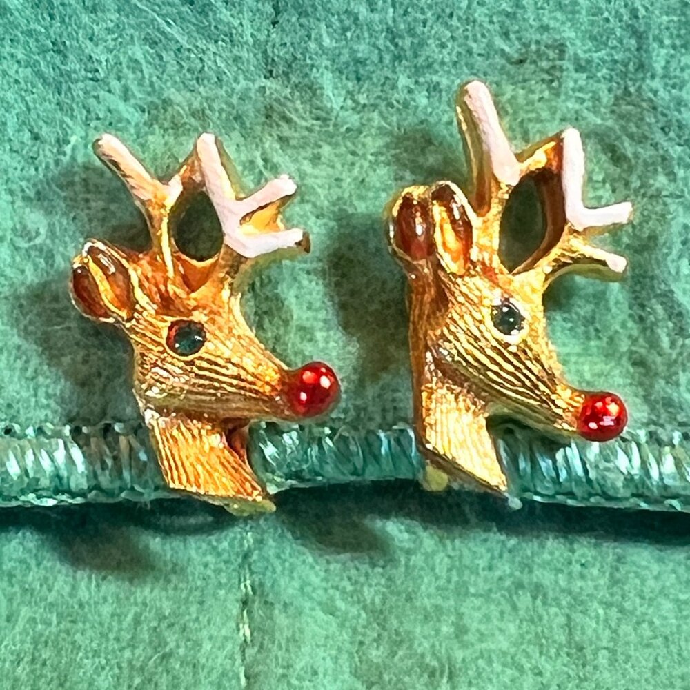 VTG Rudolph The Red-Nosed Reindeer Clip Earrings
